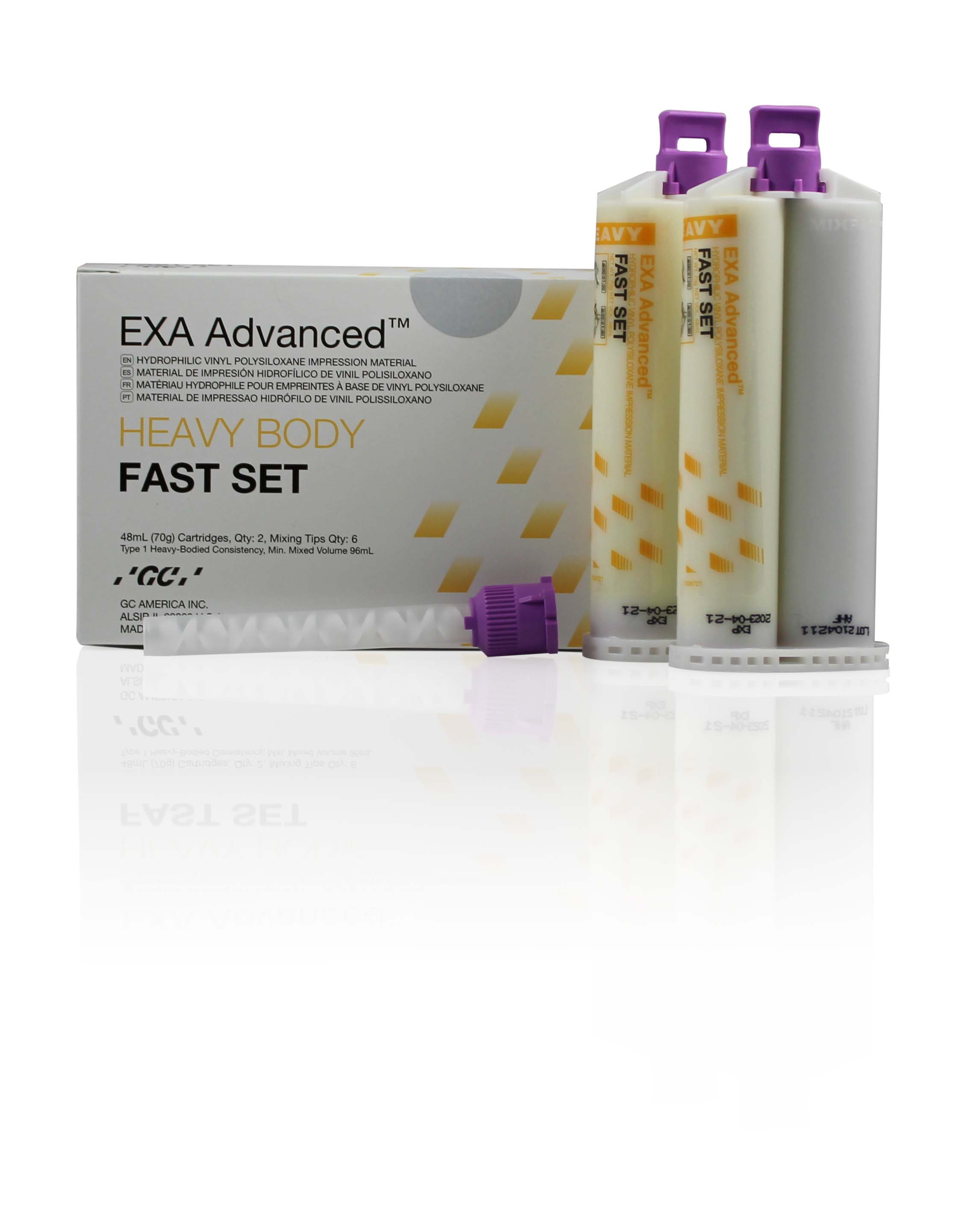GC 137110 EXA Advanced VPS Impression Material Heavy Body Fast Set 2/Pk 48 mL GC 137110 EXA Advanced VPS Impression Material Heavy Body Fast Set 2/Pk 48 mL